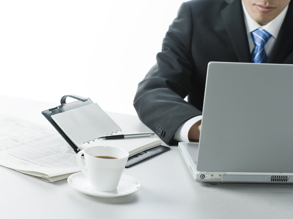 Businessman who uses personal computer